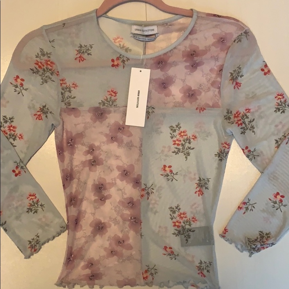 floral mesh patch work urban outfitters top